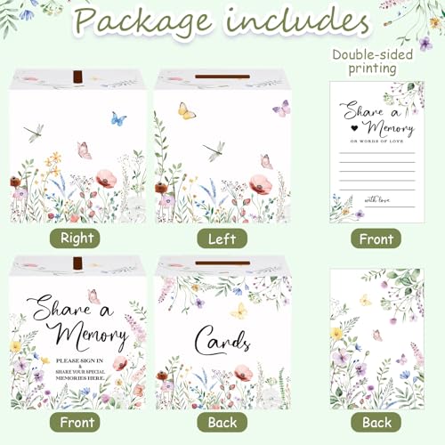 Fainne 50 Pcs Floral Share a Memory Cards with Celebration of Life Box Funeral Advice Cards Thank You Sympathy Holder Box Decor for Guest Funerals Memorial Service Farewell Remembrance Party Supplies - style: Foral