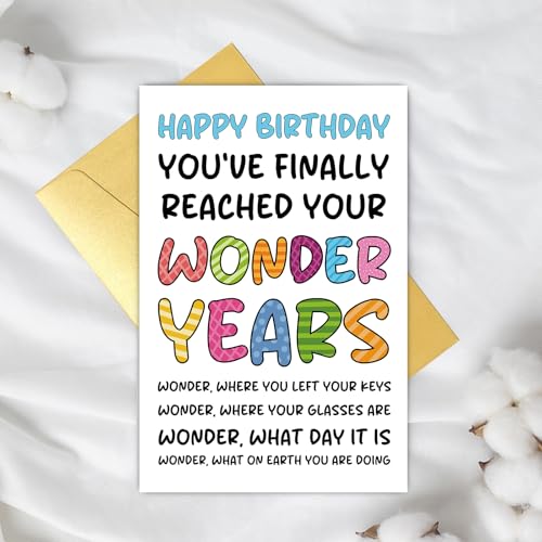 Supoeguk Funny Old Age Birthday Card for Men Women, Humor Wonder Years Birthday Card Gift for 50th 60th 70th 80th 90th, You Have Finally Reached Your Wonder Years... - color: Old Birthday