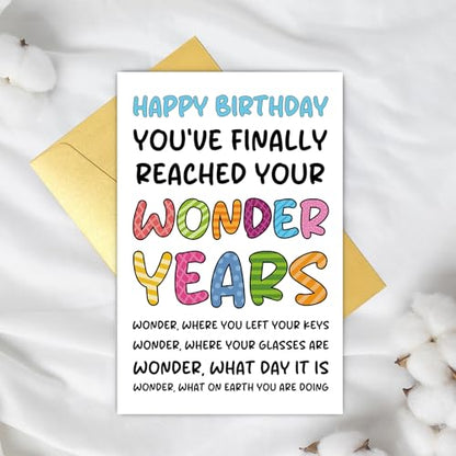 Supoeguk Funny Old Age Birthday Card for Men Women, Humor Wonder Years Birthday Card Gift for 50th 60th 70th 80th 90th, You Have Finally Reached Your Wonder Years... - color: Old Birthday