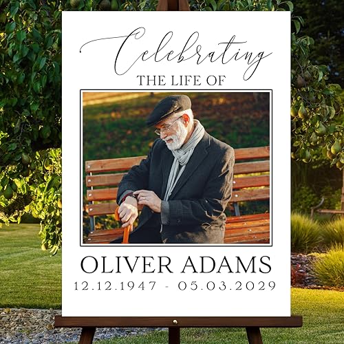 Custom Funeral Welcome Sign with Photo, Memorial Yard Sign, Celebration of Life Welcome Board, Personalized Remembrance Sign for Funeral Service - CCTC06 - color: Background #06