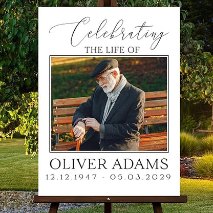 Custom Funeral Welcome Sign with Photo, Memorial Yard Sign, Celebration of Life Welcome Board, Personalized Remembrance Sign for Funeral Service - CCTC06 - color: Background #06