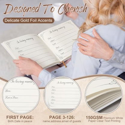 Engrowtic 64 Pcs Guest Book Set Funeral Guest Book Memorial Service, White - color: White
