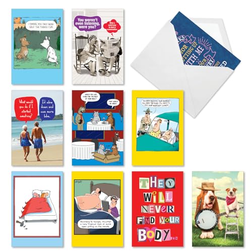 NobleWorks 10 Assorted Box Set Anniversary Greeting Cards w/ 5 x 7 Envelopes For Men, Women, Couple (10x1 Designs) Perfect Partners AC10630ANG-B1x10 - style: Perfect Partners
