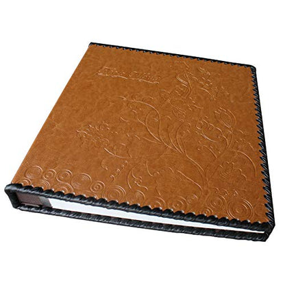 Photo Album Book, Family Album Self Adhesive Scrapbook, Leather Cover, Holds 3x5, 4x6, 5x7, 6x8, 8x10 Photos (Brown) - color: Brown, size: M