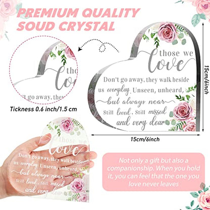 Yookeer Sympathy Gift Bereavement Gift Acrylic Heart in Memorial of Loved One, Loss of Father, Mother Condolence for Table Remembrance Decorations(6 x 6 x 0.6 Inch)