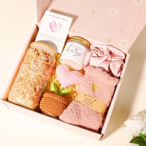 Get Well Soon Gift Baskets for Women After Surgery, Care Package, Sympathy Gift Baskets, thinking of you gifts, Encouragement, Surgery Recovery gifts For Mom Her Friend Sister Wife (White- Pink) - color: White- Pink