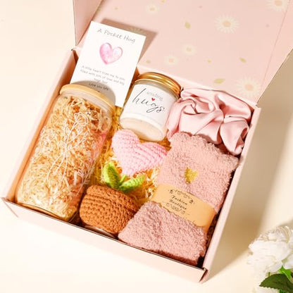 Get Well Soon Gift Baskets for Women After Surgery, Care Package, Sympathy Gift Baskets, thinking of you gifts, Encouragement, Surgery Recovery gifts For Mom Her Friend Sister Wife (White- Pink) - color: White- Pink