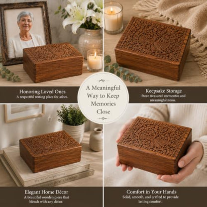 Round Tree Wooden Urn Box for Human Ashes, Cremation Funeral Urns, Decorative Urn, Pet Memorial Box, Cat Infant Adult Urn, Burial Ash Keepsake - Medium - size: Medium