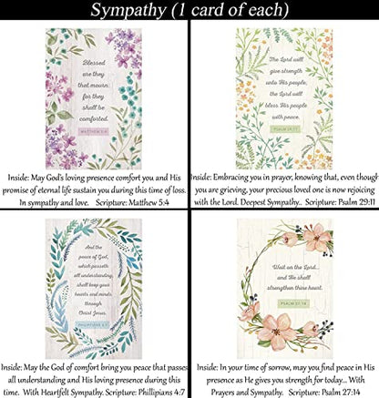Sympathy Cards ~ No Repeated Designs~ 32 Cards and Designs ~ Christian/Religious Greeting Card Assortment ~ Scripture in every card ~ Envelopes Included