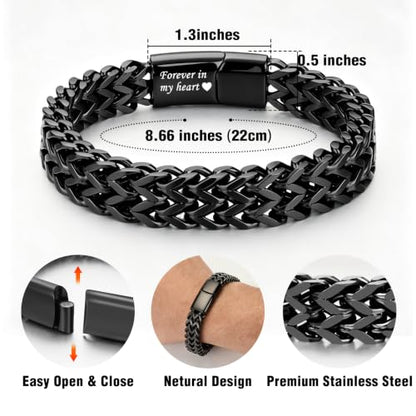 abooxiu Urn Bracelet for Human Ashes Cremation Bracelet Stainless Steel Ashes Bracelet Cremation Jewelry Urn Keepsake Memorial Ash Holder for Men Women - style: Black-Forever in My Heart