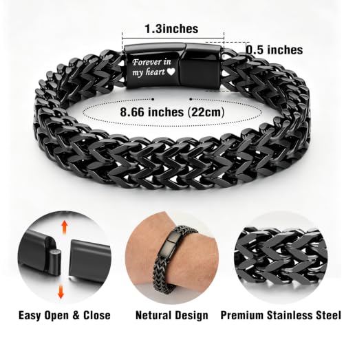 abooxiu Urn Bracelet for Human Ashes Cremation Bracelet Stainless Steel Ashes Bracelet Cremation Jewelry Urn Keepsake Memorial Ash Holder for Men Women - style: Black-Forever in My Heart