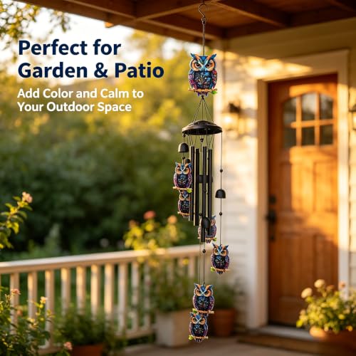 Wind Chimes for Outside, Owl Garden Windchimes Memorial Windchimes - color: Owl Wind Chimes