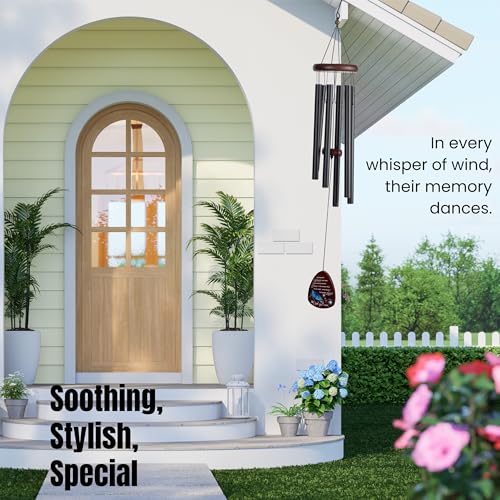 Memorial Wind Chimes for Loss of Loved One, Windchimes in Memory of a Loved One, Sympathy Gift Baskets, Bereavement Condolence Gifts, Memorial Gifts for Loss of Mom, 32" Sympathy Blue Butterfly, Black - size: 32" Blue Butterfly