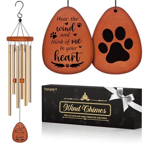 Dog Memorial Gifts for Loss of Dog, 28" Pet Memorial Gift Wind Chimes, Gold - color: Gold