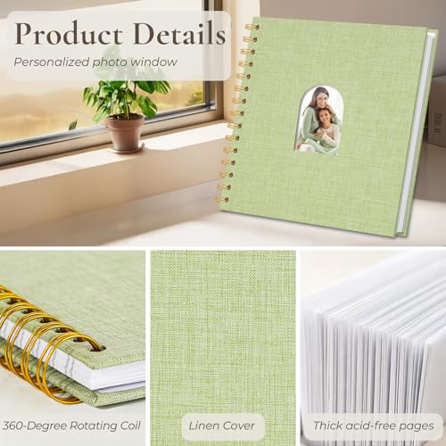 Vienrose Scrapbook Album,40 Pages,10x10 Inch,Grass Green | Linen Arch Window,Personalized DIY Photo Album – Wedding,Baby Shower,Anniversary,Travel,Keepsake Gift - color: Grass Green, size: 10 INCH 40 Pages