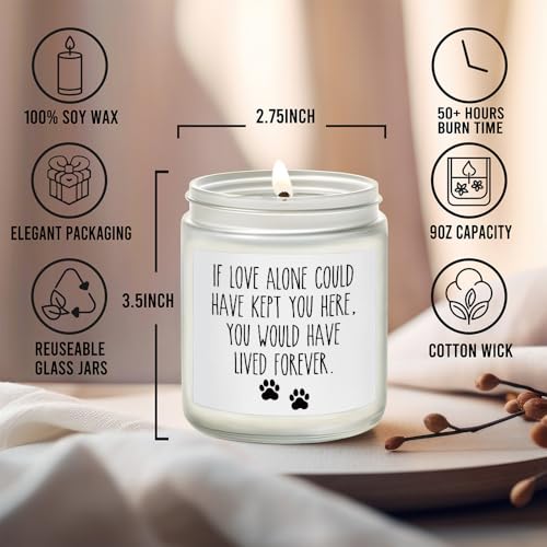 If Love Alone Could Have Kept You Here Candle - Pet Memorial Gifts for Loss of Dog Cat - Sympathy Gift for Pets Loss - Dog Bereavement Memorial Candle - Lavender, Woods, Wild Apple & Eucalyptus 9OZ