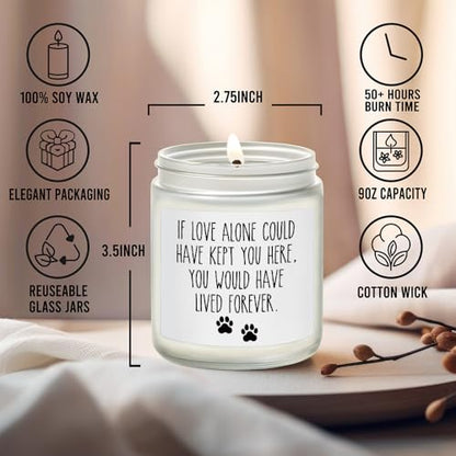If Love Alone Could Have Kept You Here Candle - Pet Memorial Gifts for Loss of Dog Cat - Sympathy Gift for Pets Loss - Dog Bereavement Memorial Candle - Lavender, Woods, Wild Apple & Eucalyptus 9OZ