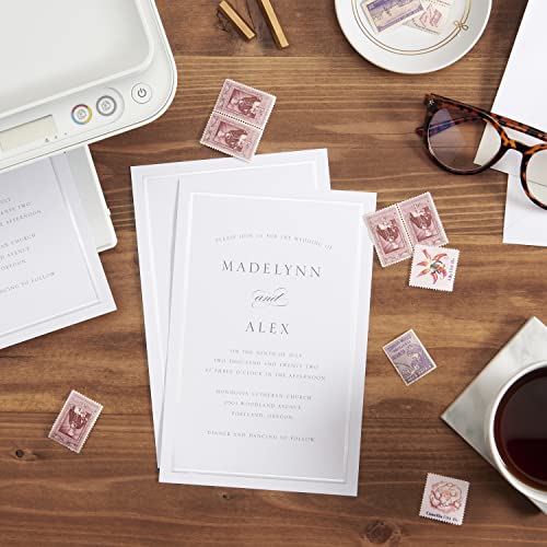 Gartner Studios Border Wedding Invitation Kit, Pearl White, 50-Count (61001) - size: 5.5 inches by 8.5 inches