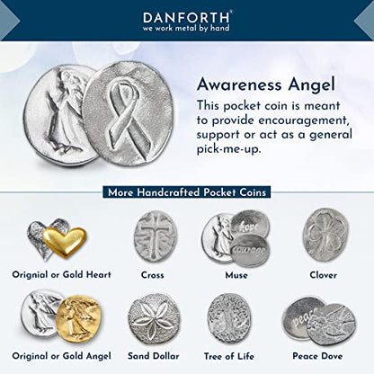 DANFORTH Pocket Angel Token & Awareness Ribbon, Bag of 50 Lead-Free Pewter | Guardian Angel Pocket Charms, Keepsake Coins for Encouragement, Remembrance & Spiritual Gifts, Made in USA - color: Angel Coins With Ribbon Bag of 10