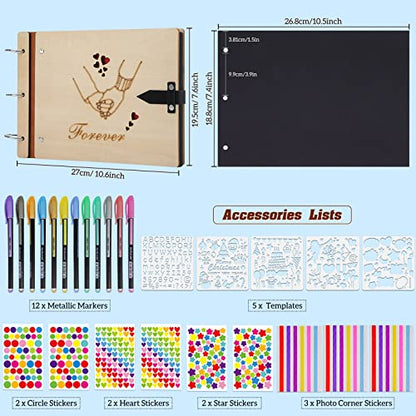 ZEEYUAN Scrapbook Couples Photo Album Love Scrapbook Memory Photo Book "Hand in Hand" Scrap Book- Valentines Day Anniversary Photo Gifts Wedding Guest Book - color: Light Wood Color
