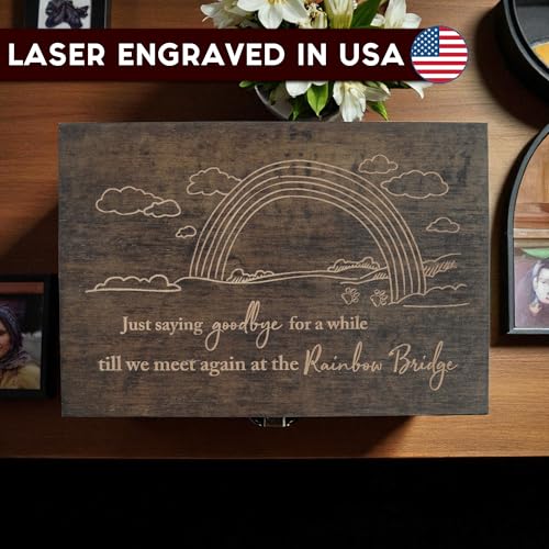 Pet Loss Gift, Engraved Wooden Memorial Memory Box for Dogs & Cats - size: Medium, style: Pet