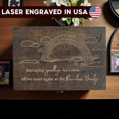 Pet Loss Gift, Engraved Wooden Memorial Memory Box for Dogs & Cats - size: Medium, style: Pet