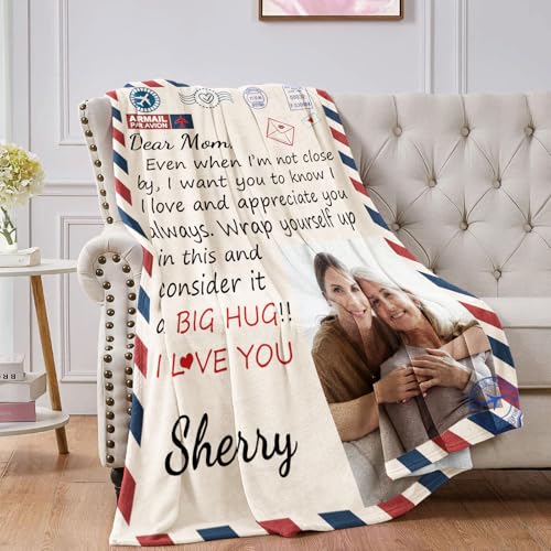 Ship Next Day,Custom Blankets with Picture,Personalized Photo Blankets with Name,Gifts for Mom Dad,I Love You Gifts for Her Him,Customized Birthday Gifts for Momther Father from Daughter Son - color: Blanket 05 - Love