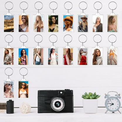 150 Pack Clear Acrylic Photo Picture Keychain Blank Photo Insert Keyring DIY Personalize Favor
