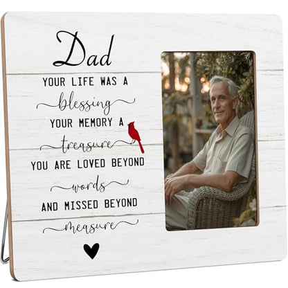 Dad Memorial Picture Frame Gifts for Loss of Father, In Loving Memory Wooden Picture Frames, 4x6 inch Photo - color: Yellow