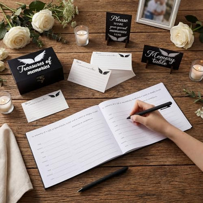 Celebration of Life Guest Book Funeral Memory Cards, Angel - style: Angel