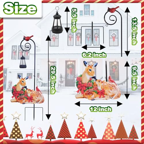 Deer Solar Lantern Garden Stake 29.5in Metal Christmas Yard Light - color: Christmas Reindeer