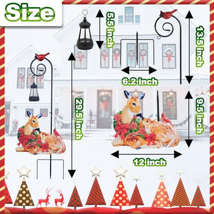 Deer Solar Lantern Garden Stake 29.5in Metal Christmas Yard Light - color: Christmas Reindeer