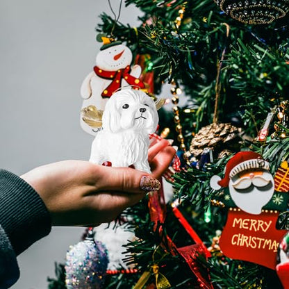Jetec Angel Dog Memorial Christmas Ornaments for Tree Malta with Gold Wings Hanging Ornament Remembrance Pooch Gifts for Christmas Xmas Loss of Dog
