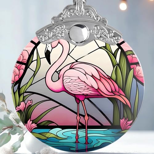 Jocidea Glass Flamingo Christmas Ornament, Holiday Decorations and Xmas Gifts Ideas - color: Flamingo