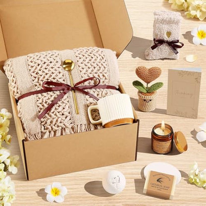 Uwingess Get Well Soon Gift Baskets for Women Self Care Gifts, Spa Care Package Inspirational Thinking of You Sympathy Gifts, Christmas Birthday Gift for Women Friends Mom Sister Grandma - color: Coffee