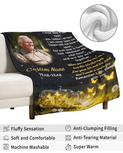 Custom Memorial Blanket with Photos for Loss of Loved One, Thanksgiving Gifts Personalized Sympathy Blanket for Loss of Dad Mom Husband Wife Friend of Loved One Gifts, Ships Next Day Made in USA - color: Style 1