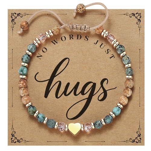 yupoxiu Natural Stone Bracelets - Inspirational Birthday Gifts for Women | Thinking of You & Get Well Soon Gifts for Women, Unique Jewelry Gift for Friend, Sister, Her - style: K-Just Hug