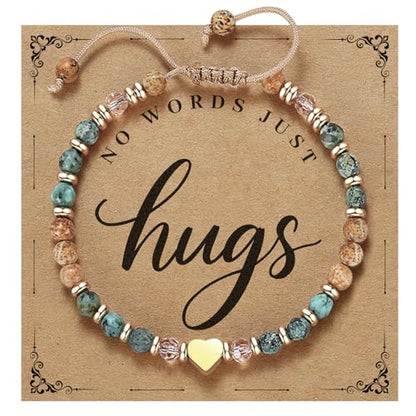 yupoxiu Natural Stone Bracelets - Inspirational Birthday Gifts for Women | Thinking of You & Get Well Soon Gifts for Women, Unique Jewelry Gift for Friend, Sister, Her - style: K-Just Hug