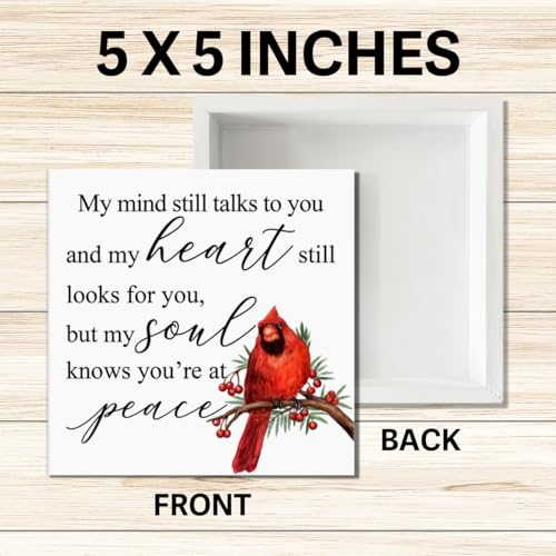 Sympathy Gift for Loss of Loved One, Memorial Remembrance Bereavement Gift Condolence Decor Sign Loss of Father Mother Son Brother Sister Cardinal Saying Decoration, You Are at Peace