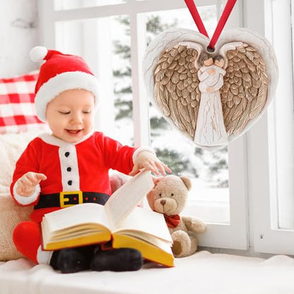 3D Angel Wings Figurines Memorial Ornament for Christmas Tree - Baby Baptism Gifts for Woman New Mother Grandmother - Miscarriage Gifts Remembrance Expression of Healing Love - style: Angel & Baby