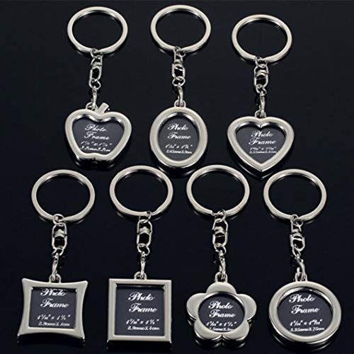 Elechobby Photo Keychain Keyring Picture Frames Commemorative Keychains (Silver Rectangle)
