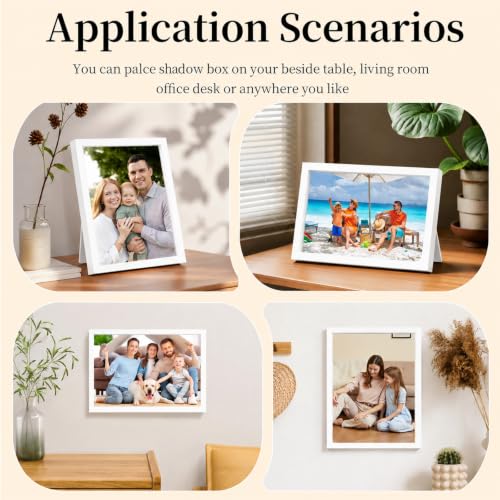 Shadow Box Frame 8"x 10" - 4 Pack Wood Deep Shadowbox with Glass - size: 8x10-4pcs-white