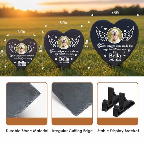 Custom Name Photo Pet Memorial Stone for Loss Dogs Cats, Garden Memorial Rock Headstone Dog Passing Away Sympathy Gift, Dog Cat Grave Markers Tombstone