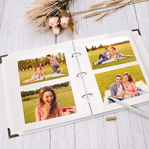 Vienrose 3 Rings Self Adhesive Photo Album 20 Sheets/40 Pages White | Hardcover, DIY Scrapbooking Kit, Paper Scrapbook, 9 x 10 6 inch, Lover Friends Kids Wedding - color: White, size: 9'' x 10.6''40Pages
