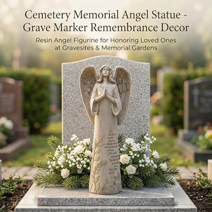 DUSVALLY 13-Inch Praying Angel Memorial Statue for Garden, Sympathy Gift - color: Brown