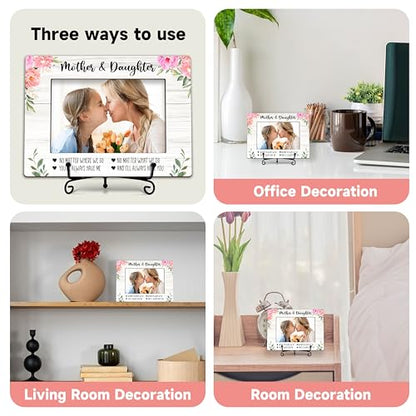 DETIHO Mom Picture Frame, 4"x6" Mothers Day Photo Gifts，Mom Wooden Picture - style: floral mother & daughter
