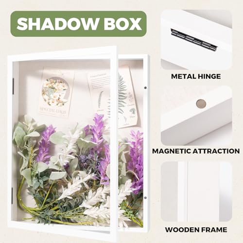 Muzilife 16x20 Shadow Box Wood Picture Frame, 2.16 Deep, Real Glass, White - color: White, size: 16x20