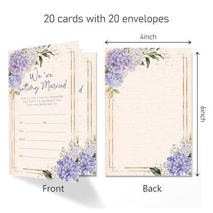 Floral Wedding Invitation Cards with Envelopes, 20 Sets Hydrangea Wedding Invites, Eucalyptus Greenery Bridal Shower Engagement Announcement 4x6 Inch We're Getting Married Invitations (218) - color: Hydrangea