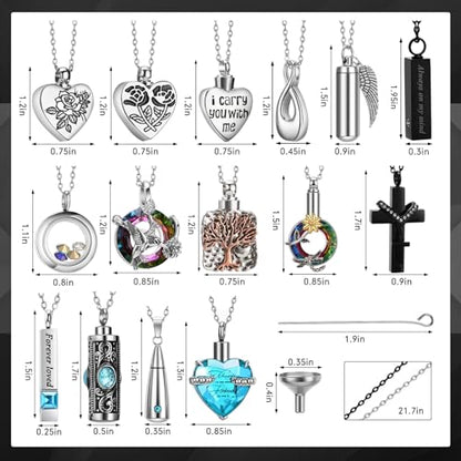 Ecation 15 Pcs Urn Necklace for Ashes Women Cremation Jewelry - color: Sky Blue