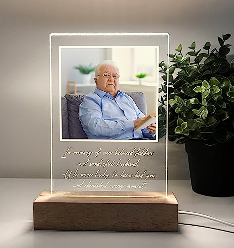 Custom Personalized Photo LED Picture Frame Sympathy Memorial In Loving Memory of Loved One Heaven Bereavement Remembrance Condolence Gifts for Loss of Mother Father Grandmother Grandfather Mom Dad